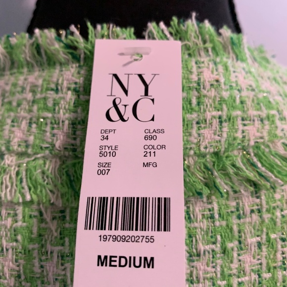 NWT Green and White Sleeveless Tweed Minidress - Picture 4 of 8